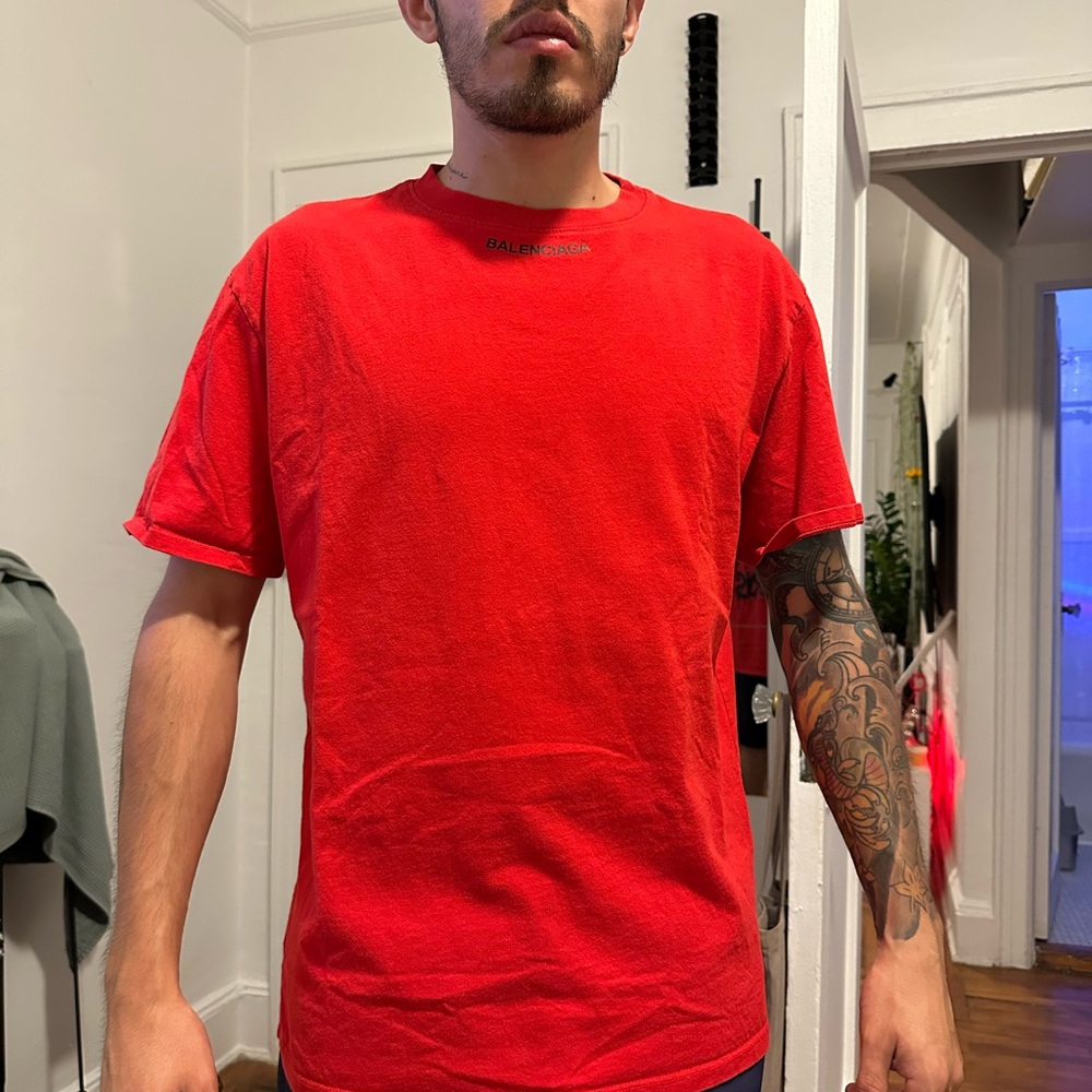 Balenciaga Bold Red Short Sleeve Tee